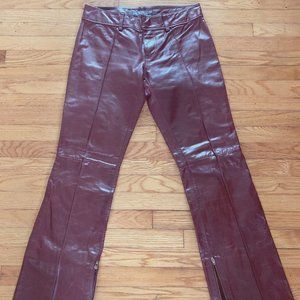Rare Vintage Gap Burgundy Leather Biker Pants with Zip Ankles